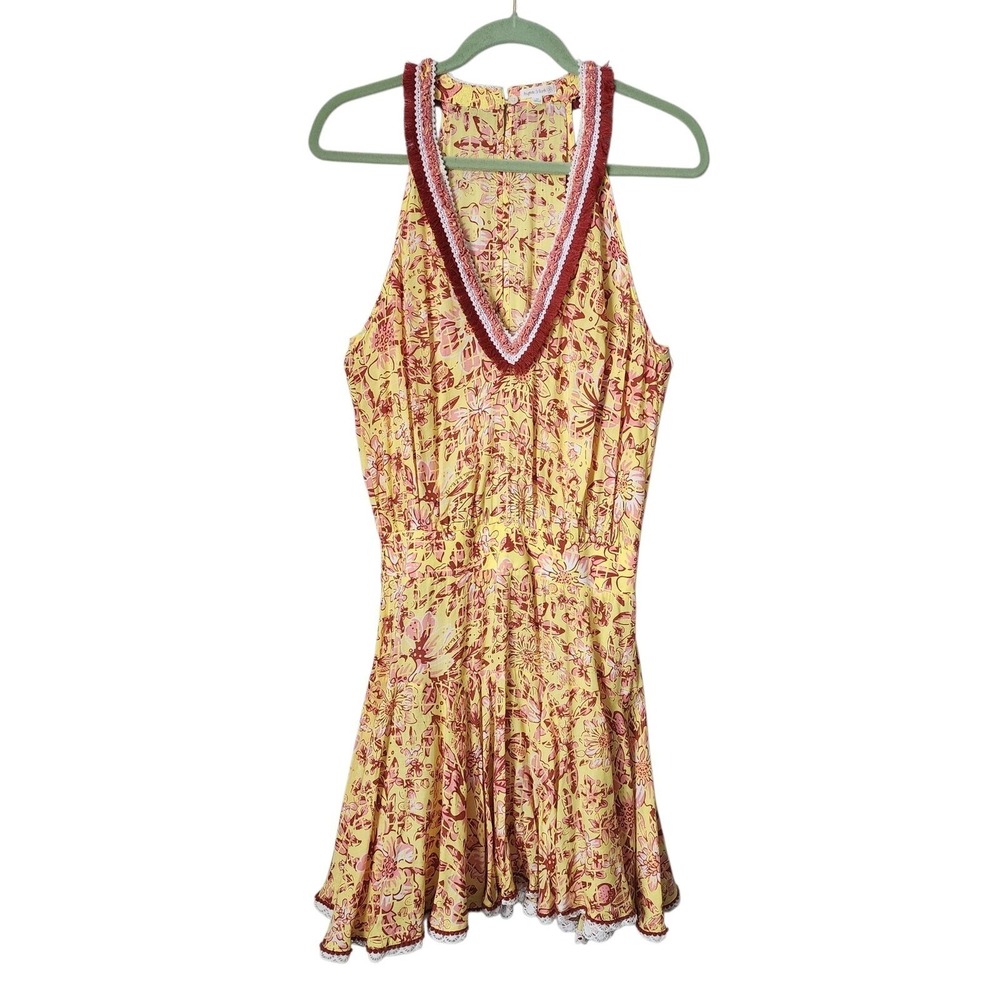 POUPETTE ST BARTH Mini Dress resortwear smocked dress in yellow M